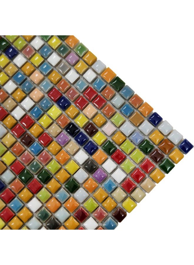 Hominter 11-Sheets Multi Colored Ceramic Mosaic Floor Tile, Small Square Glazed Porcelain Tile, Bathroom Tiles Shower Wall Backsplash TA401 - Image 4