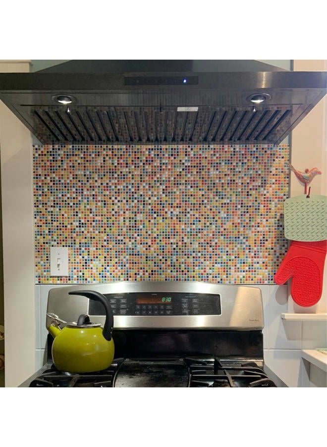 Hominter 11-Sheets Multi Colored Ceramic Mosaic Floor Tile, Small Square Glazed Porcelain Tile, Bathroom Tiles Shower Wall Backsplash TA401 - Image 5
