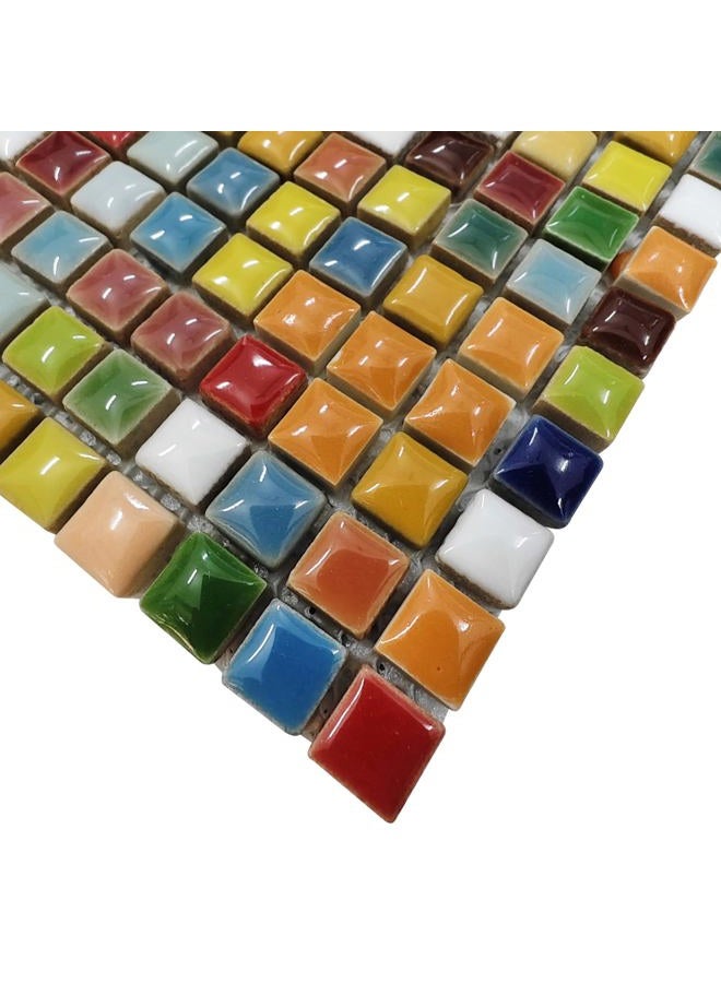 Hominter 11-Sheets Multi Colored Ceramic Mosaic Floor Tile, Small Square Glazed Porcelain Tile, Bathroom Tiles Shower Wall Backsplash TA401 - Image 3