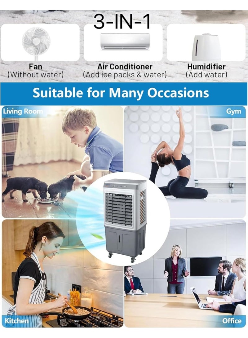 Wtrtr Portable Air Cooler 35L 250W with Cool Function Air Conditioner / Remote Control / Digital Display / Energy Efficient / Eco-Friendly Cooling / Humidification adds moisture / Energy-efficient consumes less power - Image 3