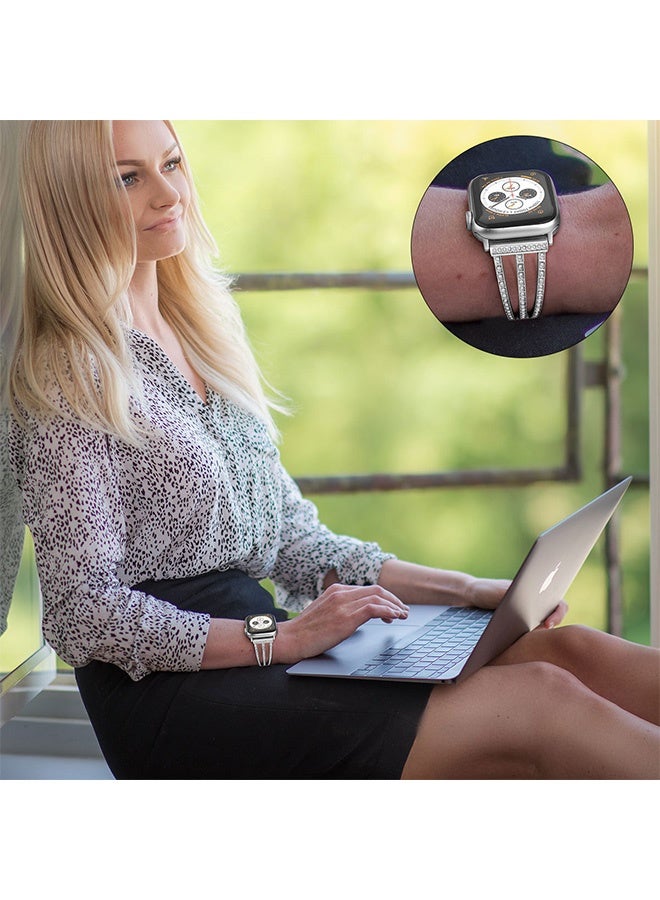 Quantum Adjustable Bracelet Bands, Bling Women Glitter Stainless Steel Band, Sparkling Bling Diamond Bands with Full Diamonds Case - Image 5