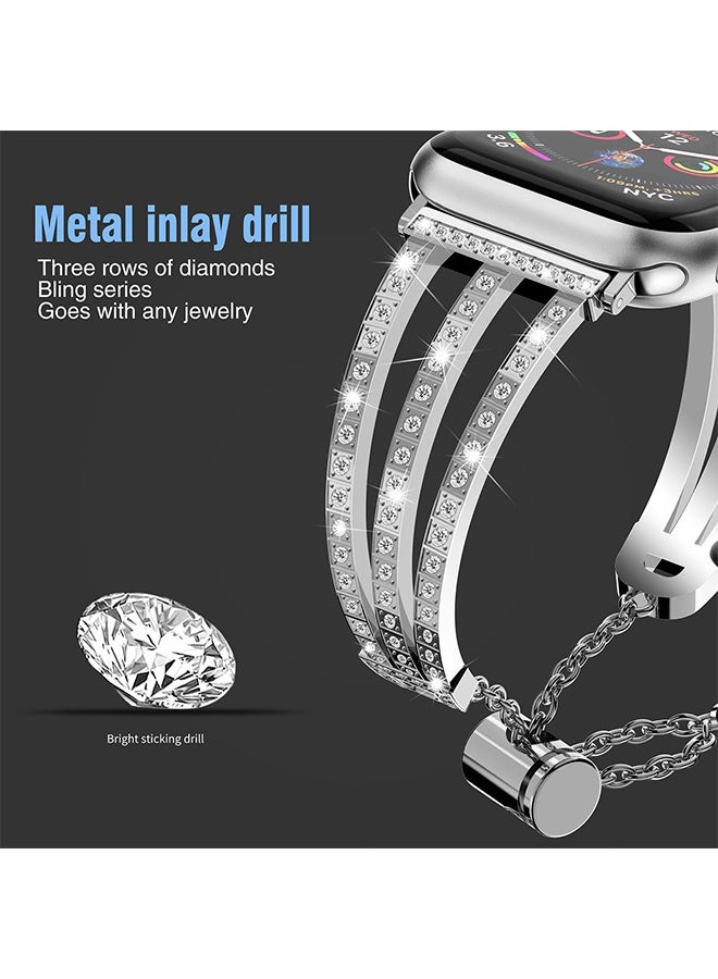 Quantum Adjustable Bracelet Bands, Bling Women Glitter Stainless Steel Band, Sparkling Bling Diamond Bands with Full Diamonds Case - Image 3