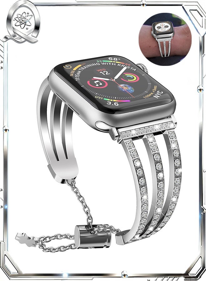 Quantum Adjustable Bracelet Bands, Bling Women Glitter Stainless Steel Band, Sparkling Bling Diamond Bands with Full Diamonds Case - Image 1