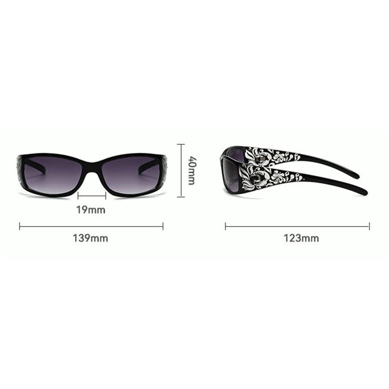 willochra fashion Y2K Polarized Sunglasses for Women Rhinestone Wrap Around Rectangular Sunglasses UV400 Protection (black) - Image 4