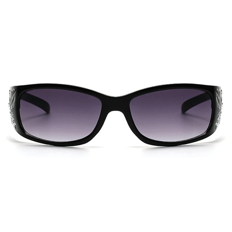 willochra fashion Y2K Polarized Sunglasses for Women Rhinestone Wrap Around Rectangular Sunglasses UV400 Protection (black) - Image 3