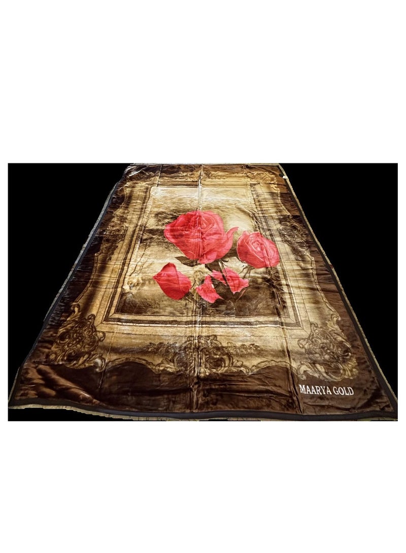 MAARYA GOLD 2 PLY SUPER SOFT EMBOSSED BLANKET - Image 1