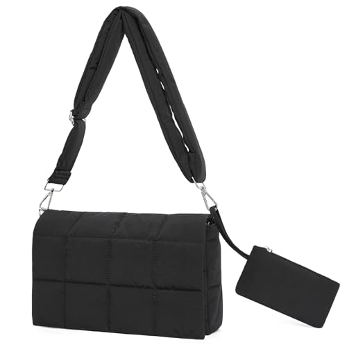 CLUCI Puffer Shoulder Bag Puffy Crossbody Purse for Women Middle Tote Bag Lightweight Cotton Padded Hobo Handbag - Image 1