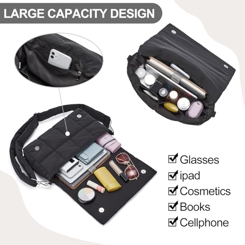 CLUCI Puffer Shoulder Bag Puffy Crossbody Purse for Women Middle Tote Bag Lightweight Cotton Padded Hobo Handbag - Image 4