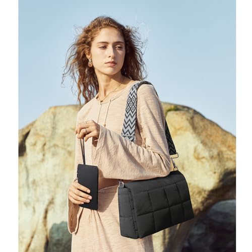 CLUCI Puffer Shoulder Bag Puffy Crossbody Purse for Women Middle Tote Bag Lightweight Cotton Padded Hobo Handbag - Image 2