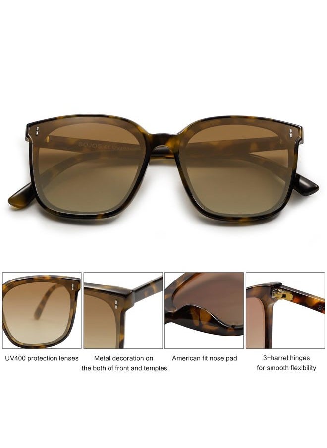 Sojos Sunglasses for Women Men Vintage Style Shades SJ2157,Brown/Gradient Grey  - Image 4