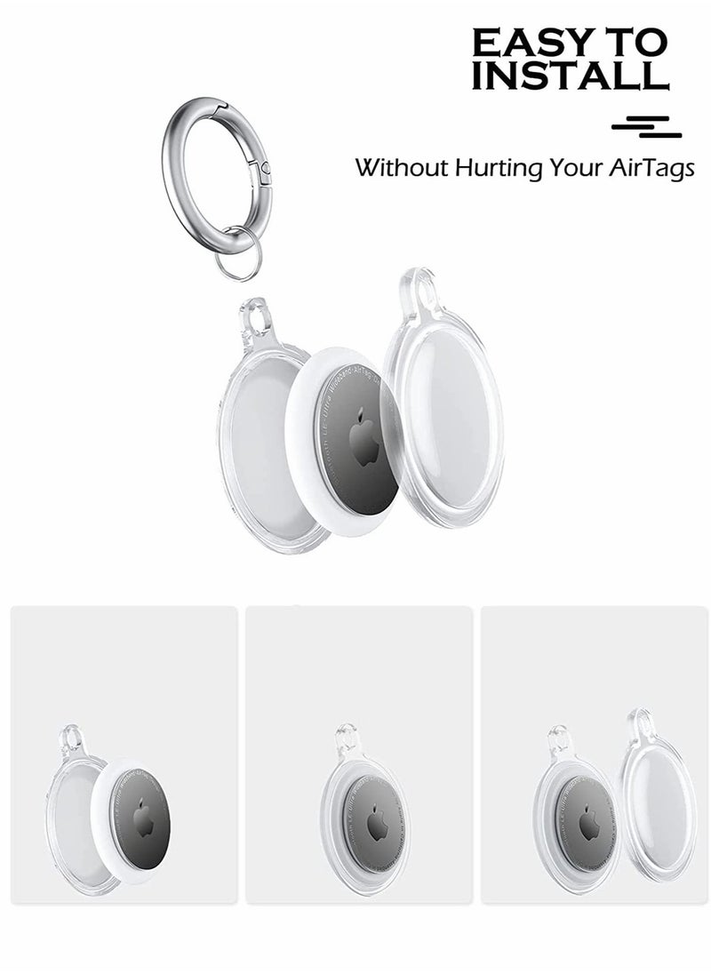 SYOSI 4 قطع حافظة TPU ناعمة تناسب AirTags، غطاء جلدي واقي مضاد للخدش مع سلسلة مفاتيح، مناسب بشكل آمن لتتبع علامات Air Tags ومضاد للضياع وواقي لجهاز التعقب  - Image 2