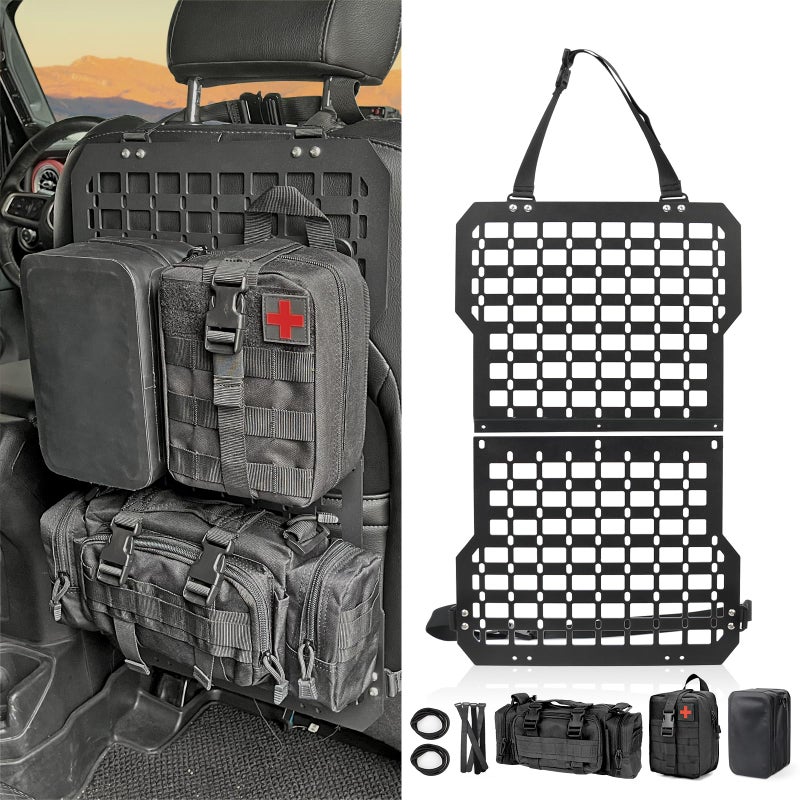 EOIS Tactical Truck Organizer with MOLLE Panel and 3 Storage Bags Modular Tailgate Panel Vehicle Seat Cover - Image 2