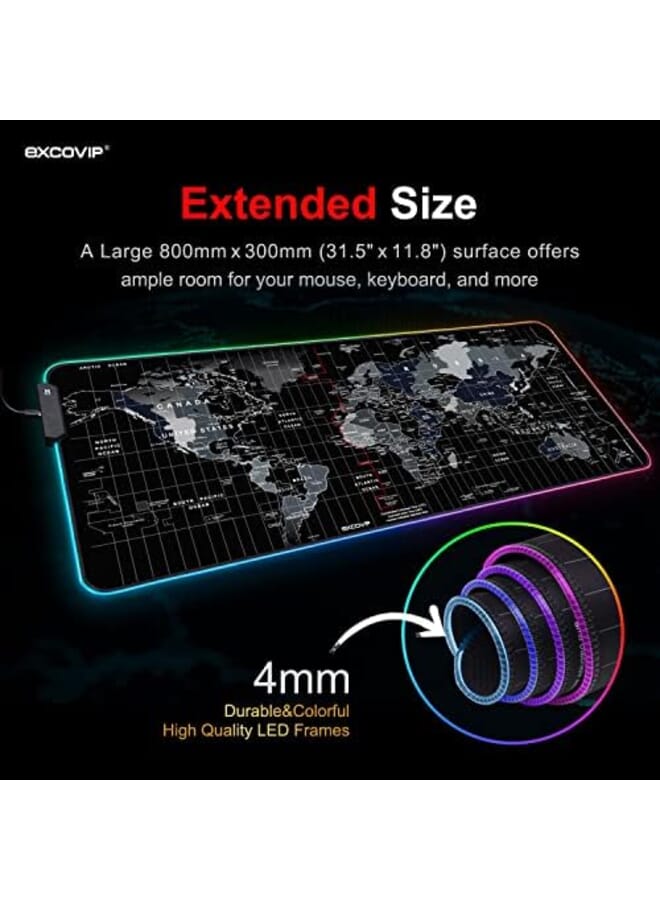 إكسوفيب لوحة ماوس Rgb ممتدة بساط كبير لطاولة مكتبية 800 × 300 مم لوحة ماوس LED لإضاءة الألعاب للكمبيوتر الشخصي ماك بوك لوحة مفاتيح مقاومة للماء ومضادة للانزلاق Rgb World - Image 3