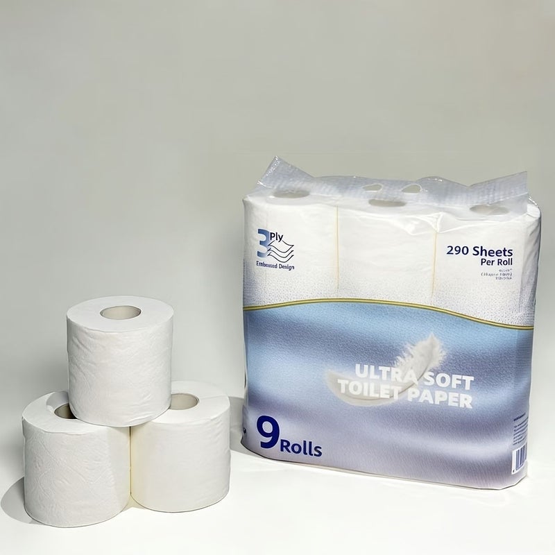 9 Roll Pack Of Double Layer Quilted Premium Wood Pulp Toilet Paper Generous Length Per Roll Luxuriously Soft Strong And Highly Absorbent - Image 1