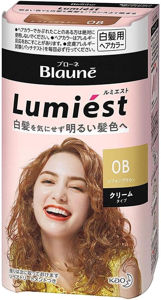 Kao Blaune Lumiest Hair Color For Gray Hair 0B Chiffon Brown Green Tea Set