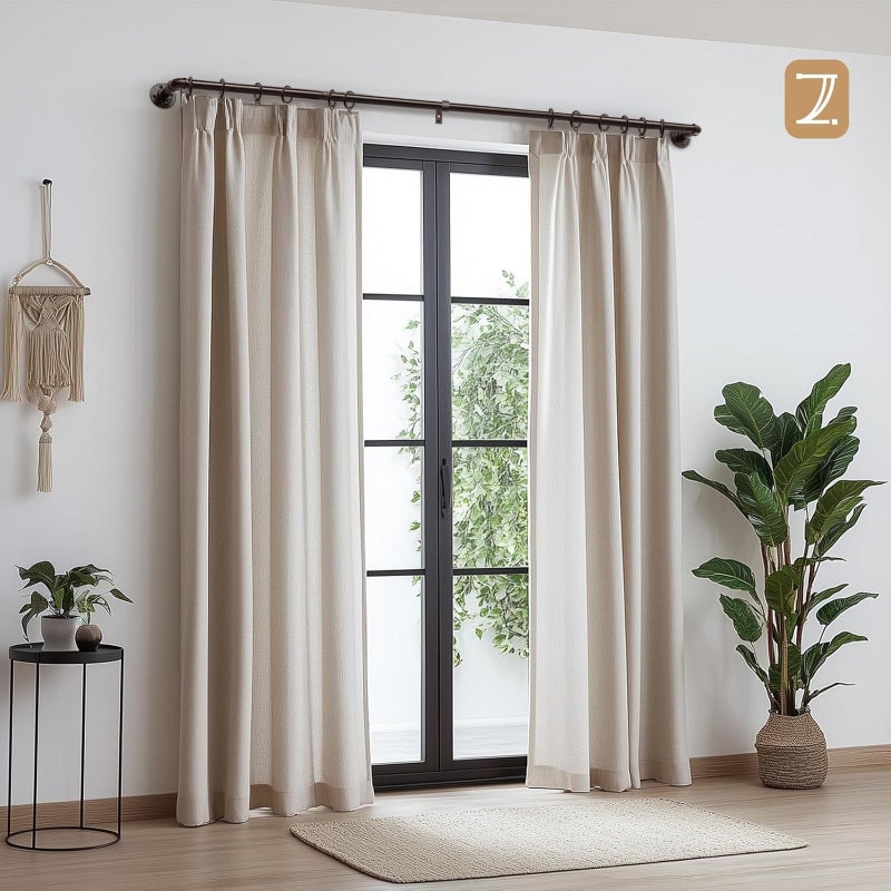 Zeerobee Curtain Rods for Windows 48 to 84, 1 Inch Industrial Wrap Around Antique Bronze Curtain Rod, Indoor/Outdoor Room Divider Adjustable Drapery Pole, 48"-86" - Image 2