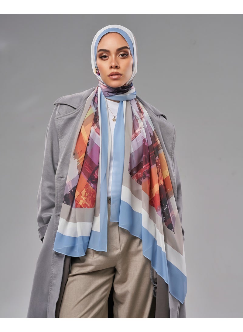 Lavezzi Printed Soft Chiffon Crepe Hijab Scarf for Women – Lightweight Long Muslim Headscarf (8) - Image 1