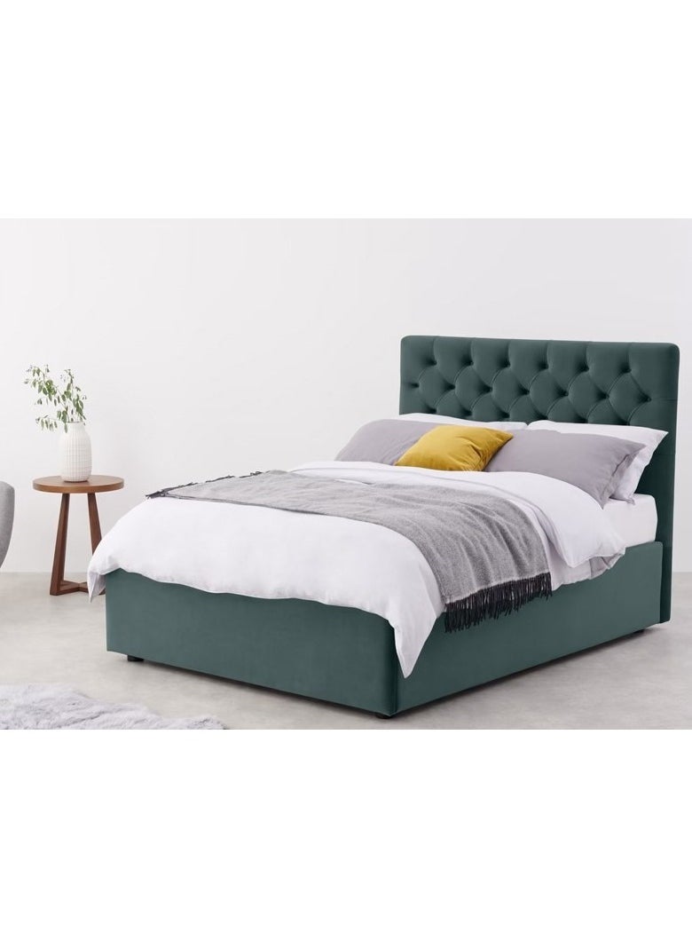 Modern Button Tufted Bed Green 120Cm  - Image 1