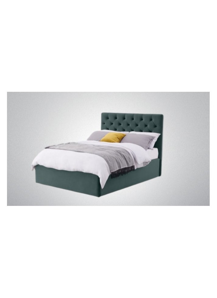 Modern Button Tufted Bed Green 120Cm  - Image 3