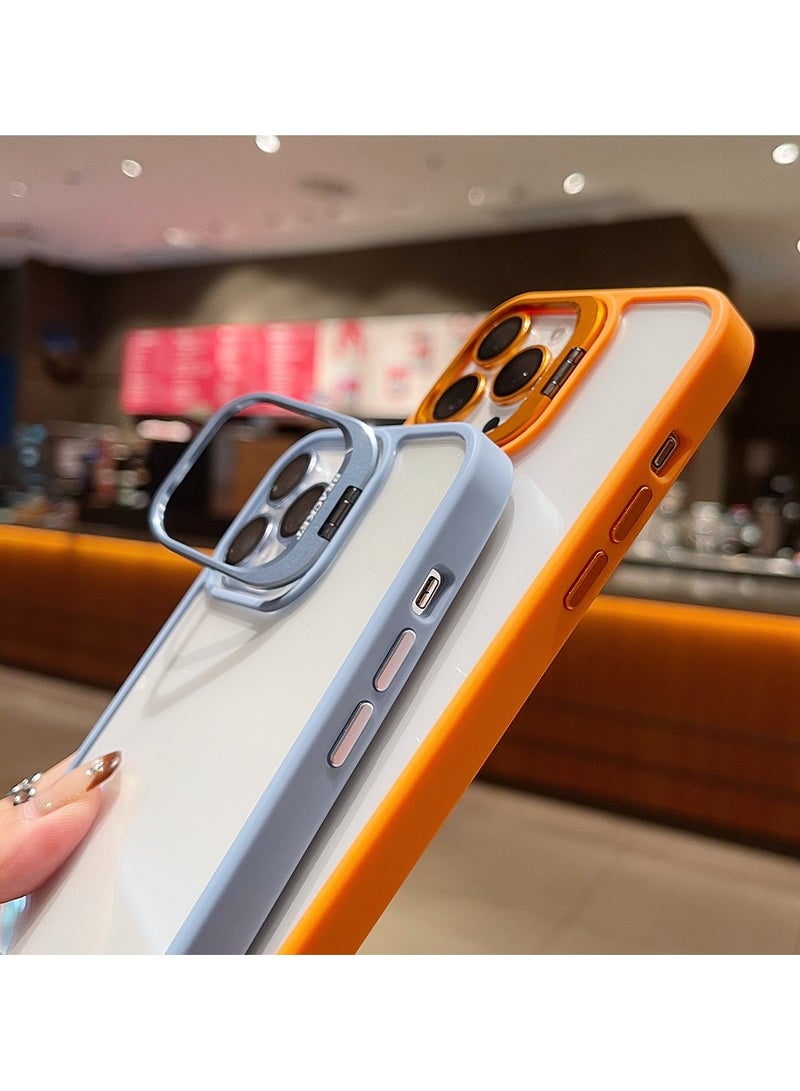 Luxury Invisible Folding Holder Holder Stand Phone Case For IPhone 14 Pro Case With Lens Film Ring Metal Bracket Soft Bumper Clear Hard Back Cover (Titanium)  - Image 5