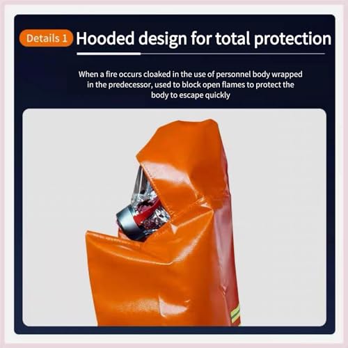 FOLOSAFENAR Fire Survival Safety Blanket , Full Body Fireproof Cloak , Flame Retardant Heat Insulation , Fire Escape Suit for Household(L) , Large - Image 3