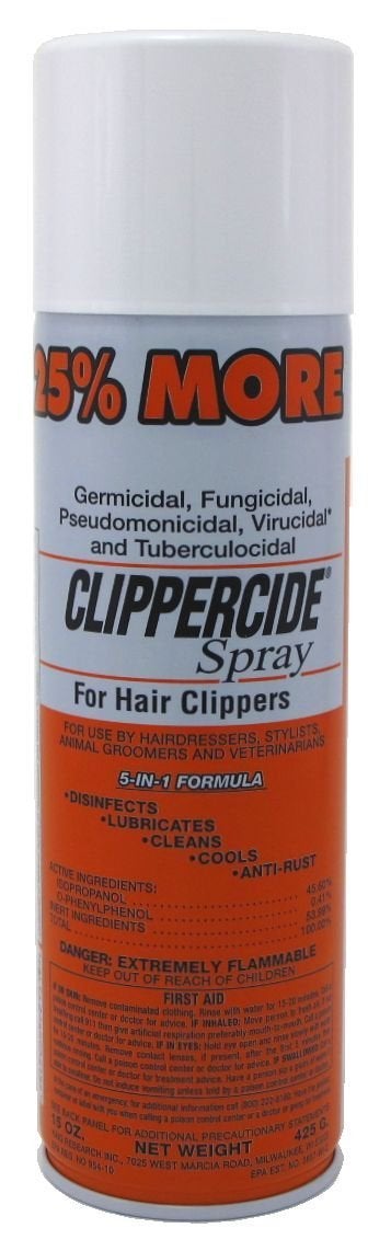 CLIPPERCIDE 5in1 Clipper Disinfectant Spray 15oz 1 Pack  Cleans Lubricates Cools Prevents Rust  Disinfects  Professional Clipper Spray for Barbers Stylists  Pet Groomers  Made by BARBICIDE
