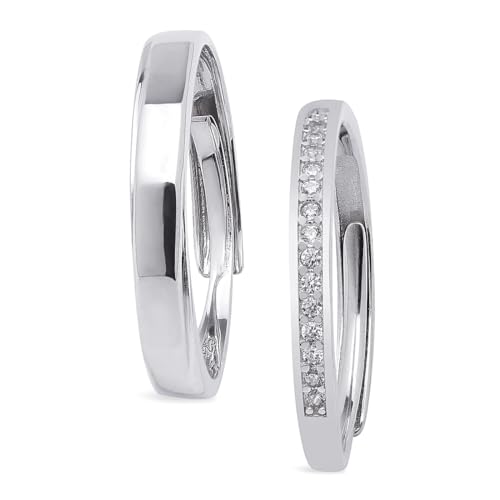 ZAVYA 925 Sterling Silver Cubic Zirconia CZ Rhodium Plated Couple Rings | Gift for Husband & Wife, Couples | With Certificate of Authenticity and 925 Hallmark - Image 5