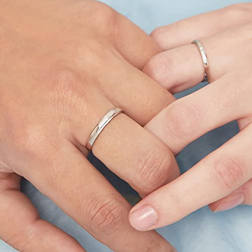 ZAVYA 925 Sterling Silver Cubic Zirconia CZ Rhodium Plated Couple Rings | Gift for Husband & Wife, Couples | With Certificate of Authenticity and 925 Hallmark - Image 4