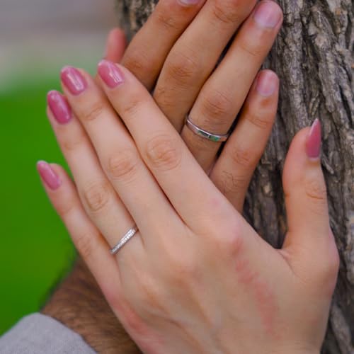 ZAVYA 925 Sterling Silver Cubic Zirconia CZ Rhodium Plated Couple Rings | Gift for Husband & Wife, Couples | With Certificate of Authenticity and 925 Hallmark - Image 3