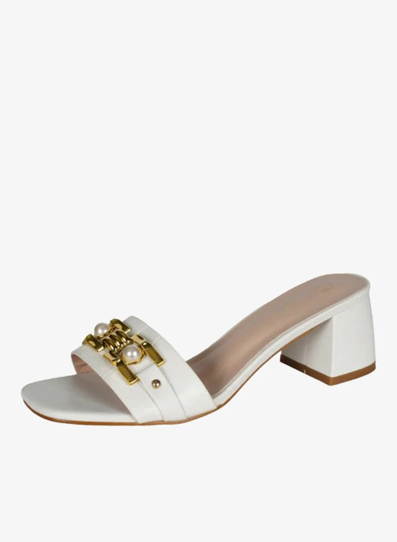 Zayna White 221-88 Zayna Ladies  High Block Heel Slip on 15C8453-8 White for Women | Best Price UAE