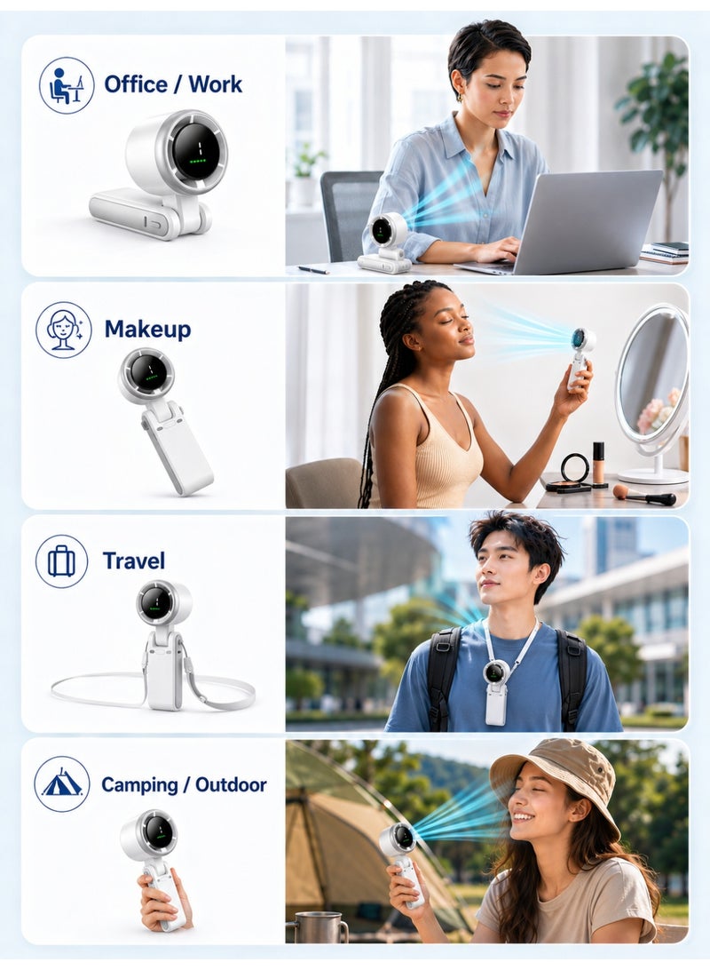 YXPRO Portable Fan Rechargeable 3600mAh, Handheld Mini Fan with 5 Speeds & Digital Display, Foldable Turbo Fan with Type-C Charging, Up to 12H Battery Life for Travel, Camping, Office & Outdoor - Image 4