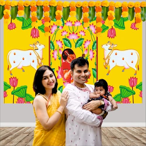 Party Baazaar Annaprashan Backdrop Banner | Traditional Annaprashana Decoration | Baby Annaprashan Decoration Items (Pack of 1, Size: 8x5 Feet) - Image 4