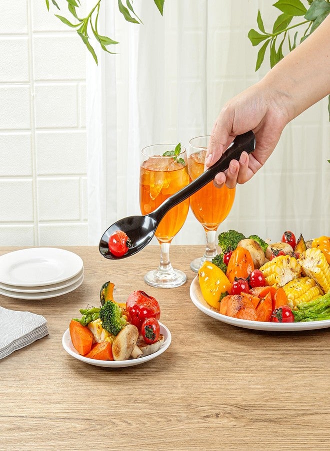 Restaurantware-Cater Tek 9.8 Inch Catering Spoons, 10 Disposable Serving Utensils - Comfortable Handle, Serve Hot And Cold Food, Black Plastic Serving Spoons, For Parties, Buffets, Catering Events - Image 4