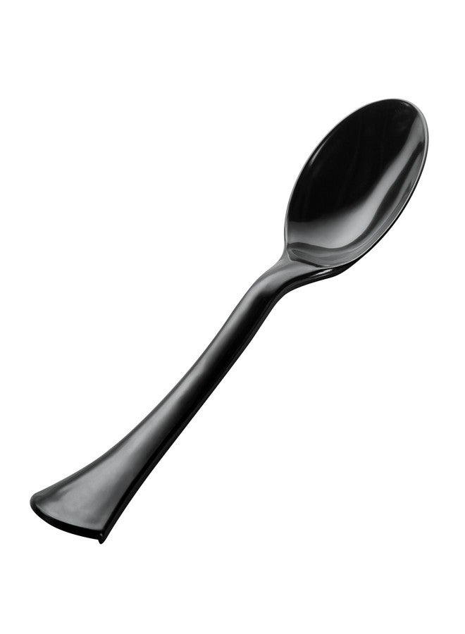 Restaurantware-Cater Tek 9.8 Inch Catering Spoons, 10 Disposable Serving Utensils - Comfortable Handle, Serve Hot And Cold Food, Black Plastic Serving Spoons, For Parties, Buffets, Catering Events - Image 1