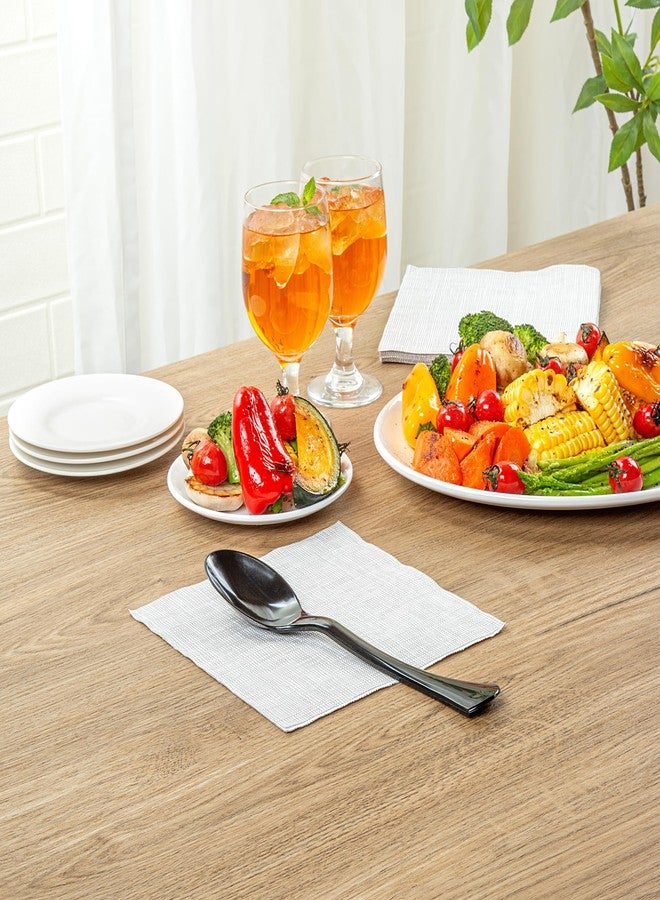 Restaurantware-Cater Tek 9.8 Inch Catering Spoons, 10 Disposable Serving Utensils - Comfortable Handle, Serve Hot And Cold Food, Black Plastic Serving Spoons, For Parties, Buffets, Catering Events - Image 3