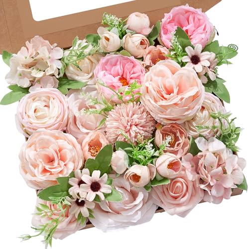 Serwalin Artificial Flowers Pink Flowers Fake Silk Flowers Wedding Cake Flowers for Wedding Bouquets Table Centerpieces Spring Decor Party Baby Shower Decoration - Image 1