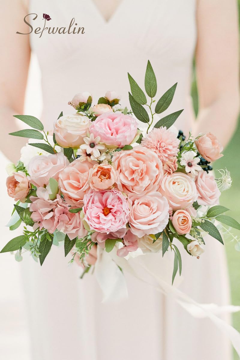 Serwalin Artificial Flowers Pink Flowers Fake Silk Flowers Wedding Cake Flowers for Wedding Bouquets Table Centerpieces Spring Decor Party Baby Shower Decoration - Image 5