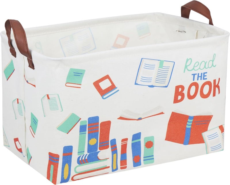 DDBASKET Kids Baskets Nursery Basket Girl Baby Storage Bins Rectangular Book Basket Toy Storage Bin Organizer Shelf Box Rose Room Decor(Book) - Image 1