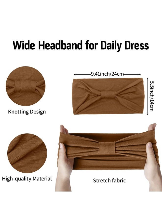 Huachi أربطة رأس عريضة للنساء - أربطة رأس أنيقة باللون الأسود - أربطة شعر سميكة كبيرة - تربان أفريقي رياضي لليوغا - ملحقات شعر (عبوة من 4) - Image 3