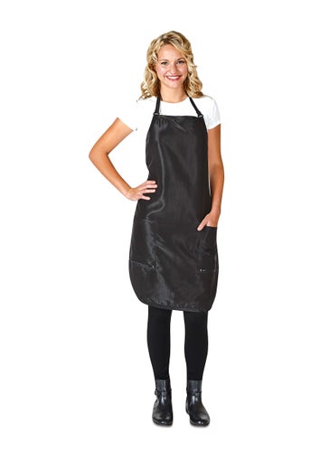 Betty Dain Luminous Salon Stylist Apron, Classic Design, Bottom Zipper Pockets, Adjustable Neck Strap, Lightweight, Water-Resistant Poly Nylon Blend Repels Hair, Easy Care, Black