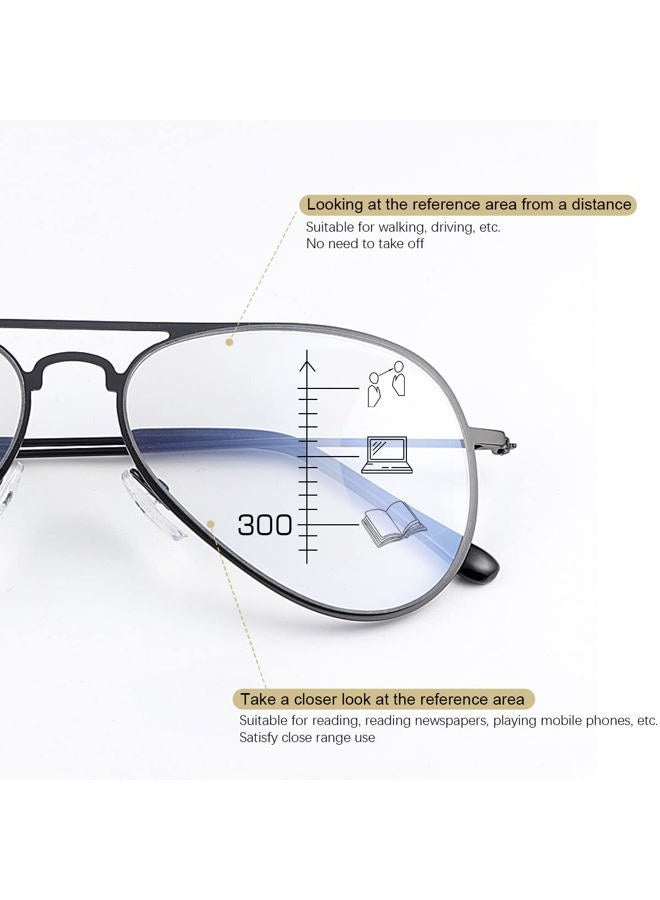 MIRYEA Aviator Photochromic Progressive Multifocus Reading Glasses Multifocal Transition Sun Readers for Men Women UV Protection Sunglasses Blue Light Blocking Computer Eyeglasses Anti Glare Eyewear - Image 3