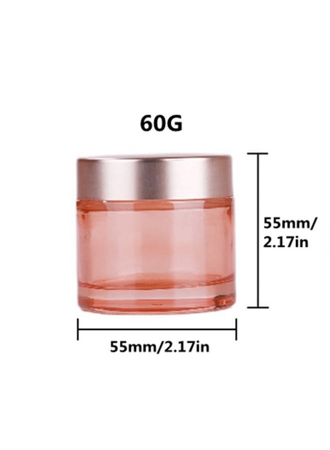 Healthcom 4 Packs 2 Oz/60ml Empty Jars Pink Glass Cosmetic Jar Pot Bottles with Rose Gold Lids Refillable Cosmetic Container Eye Cream Jar Pot Vials for Makeup Lotion Face Eyeshadow Lip Balms - Image 2