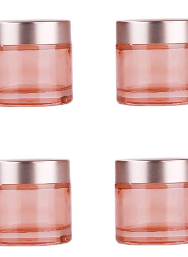 Healthcom 4 Packs 2 Oz/60ml Empty Jars Pink Glass Cosmetic Jar Pot Bottles with Rose Gold Lids Refillable Cosmetic Container Eye Cream Jar Pot Vials for Makeup Lotion Face Eyeshadow Lip Balms - Image 1