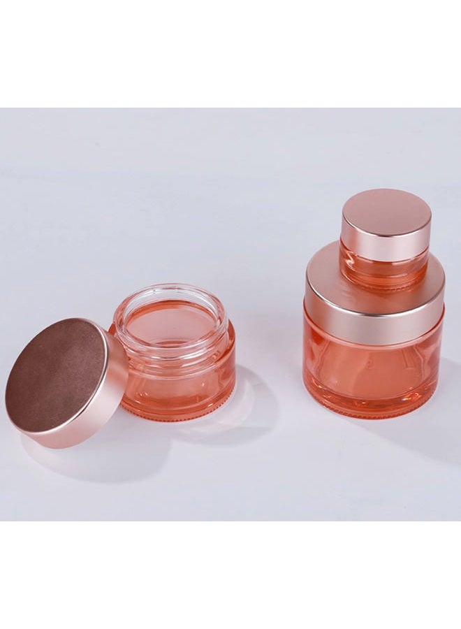 Healthcom 4 Packs 2 Oz/60ml Empty Jars Pink Glass Cosmetic Jar Pot Bottles with Rose Gold Lids Refillable Cosmetic Container Eye Cream Jar Pot Vials for Makeup Lotion Face Eyeshadow Lip Balms - Image 4
