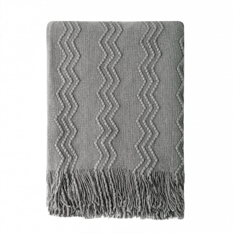 BOURINA Greyish Throw Blanket 50x60 Inches Throw Textured Solid Soft Sofa Couch Decorative Knit Blanket