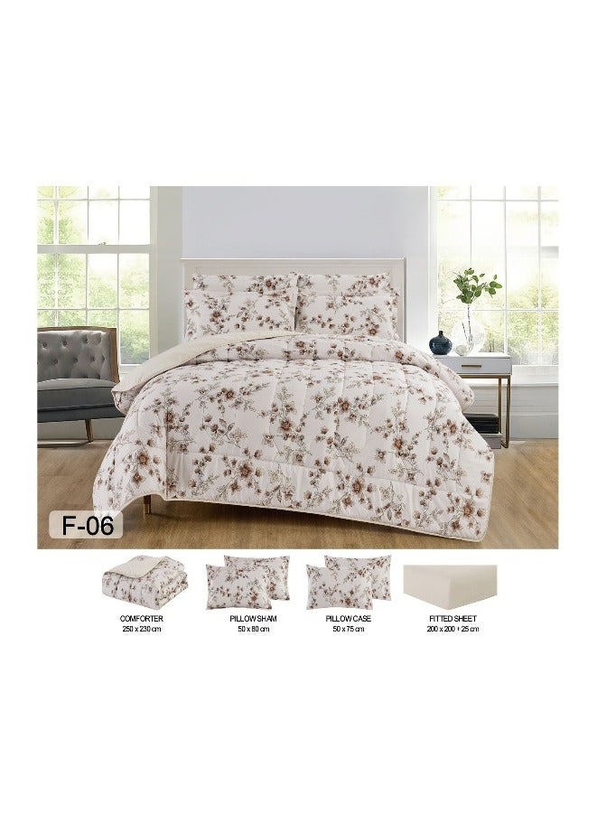 Summer Microfiber Puffy Comforter Set, Double Sided, 6 Pieces, 230X250