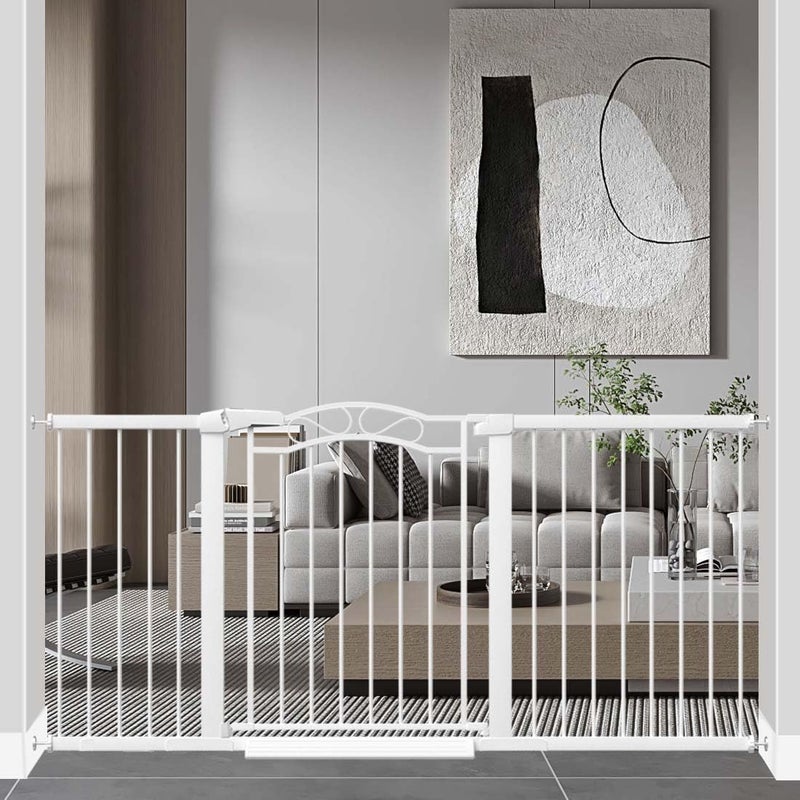 Fairy Baby 654681 Extra Wide Press Mounted Baby Gate Indoor for Kids Or Pets Walk Thru No Drill Long Dog Gates for The House Doorway Child Safety Gate