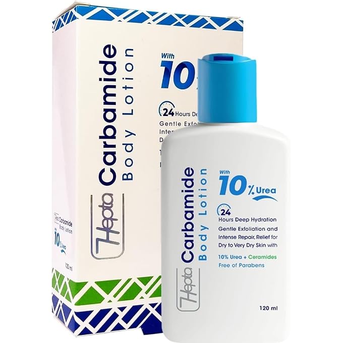 hepta Carbamide Body Lotion with 10% Urea and Ceramides  Intensive Moisturizer for Dry to Very Dry Skin  24-Hour Deep Hydration, Exfoliating, Paraben-Free, Fast Absorbing, 120 ml - Image 1