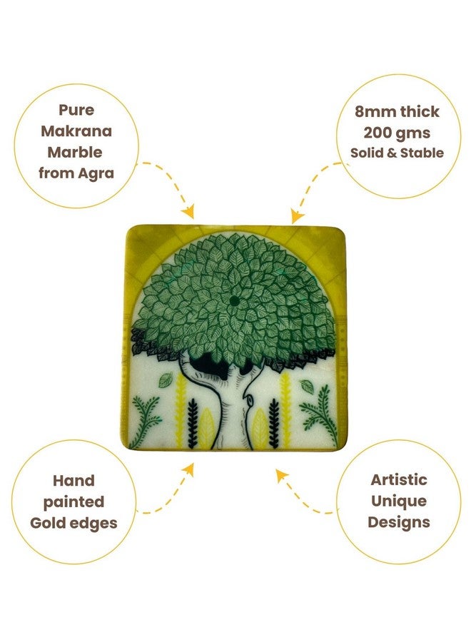 D'ORABLE Dorable Coasters - Marble Square Tea Coasters for Dining Table. Perfect Coasters for Couple Gift. The Indo-Rome Tree Coaster. - Image 4