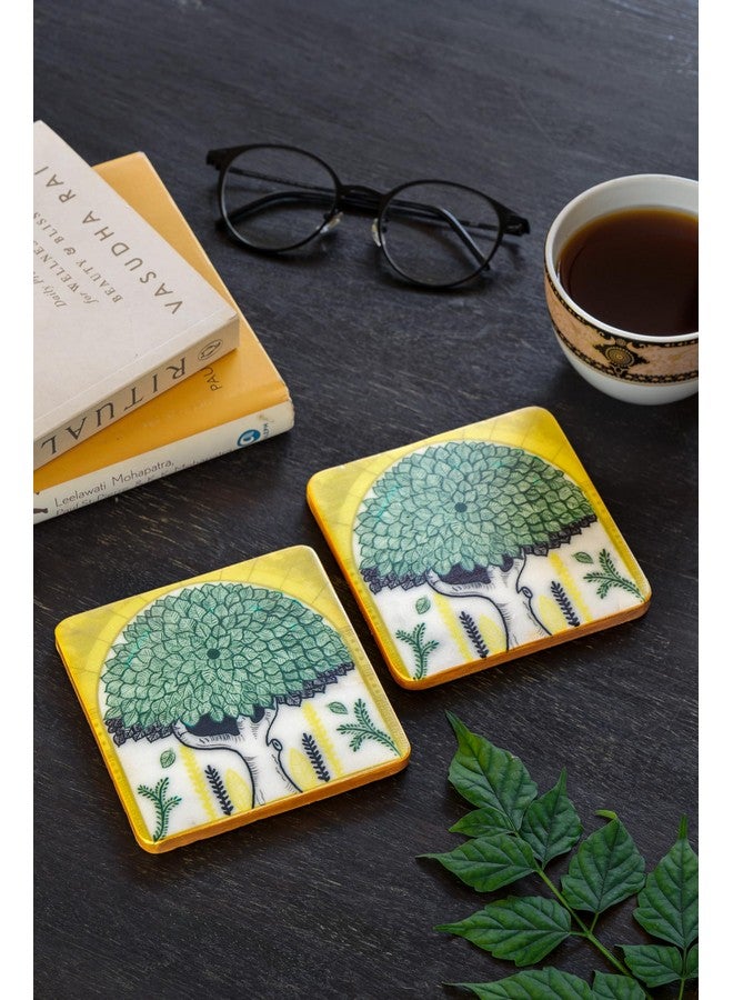 D'ORABLE Dorable Coasters - Marble Square Tea Coasters for Dining Table. Perfect Coasters for Couple Gift. The Indo-Rome Tree Coaster. - Image 2